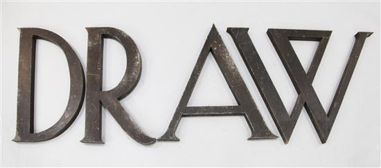 A collection of ten painted steel letters, for the furniture manufacturers A E Edwardes, H.24in.